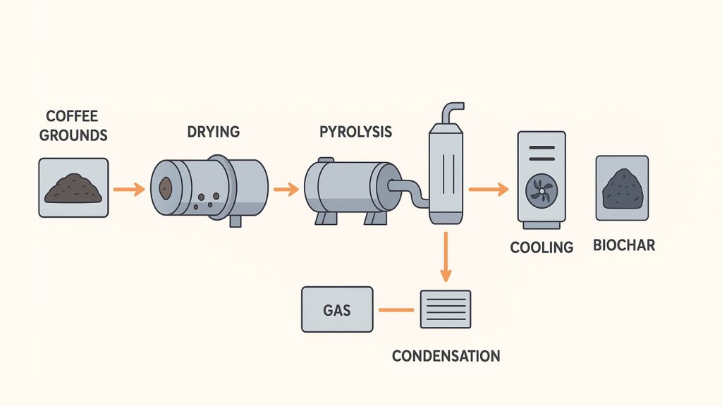 Coffee Grounds Waste Disposal by Pyrolysis Carbonization