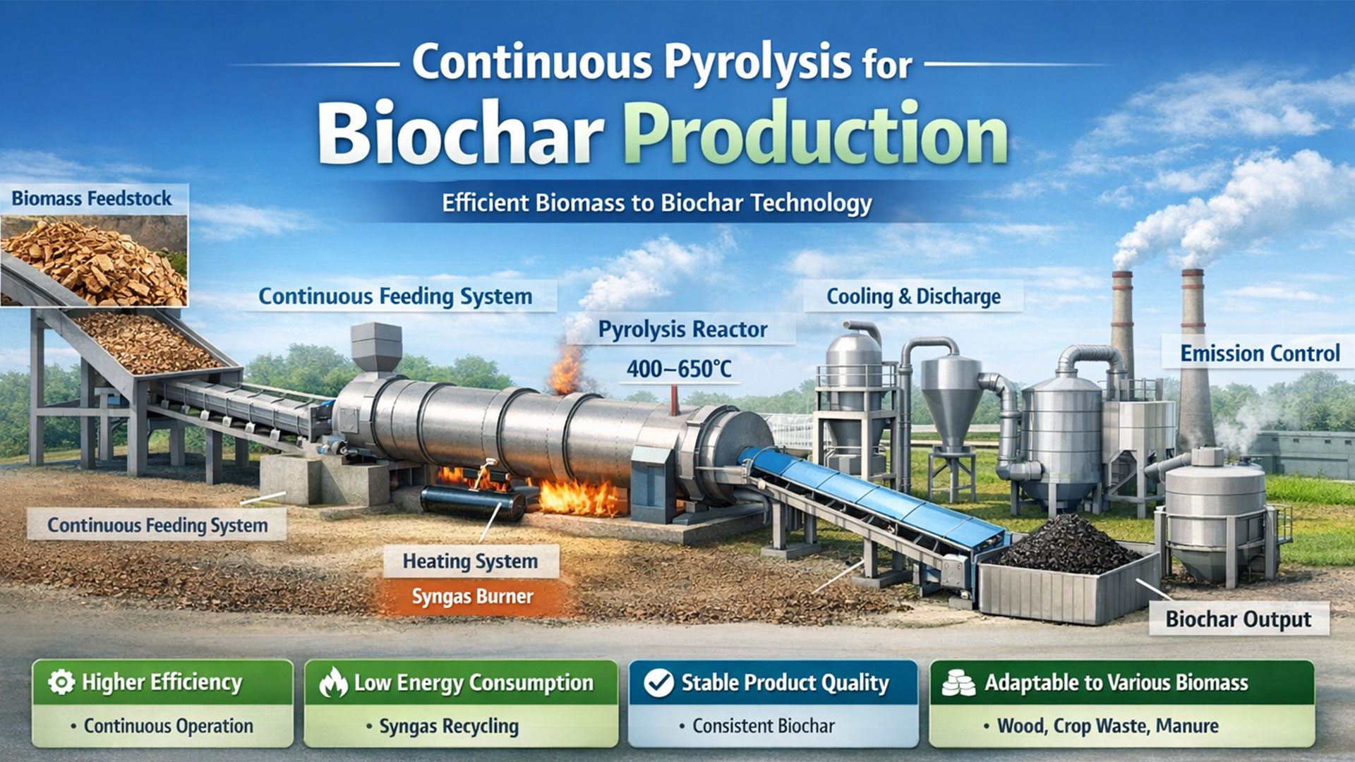 Continuous Pyrolysis for Biochar Production