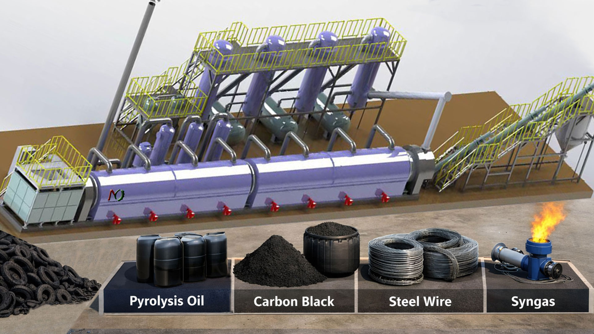 Continuous Waste Tyre to Oil Pyrolysis Plant