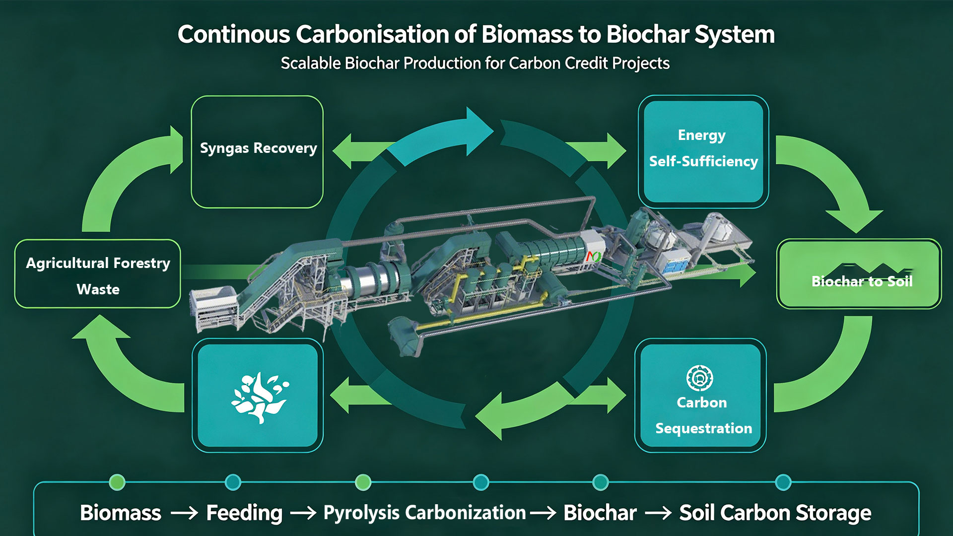 Continuous Carbonisation of Biomass to Biochar System