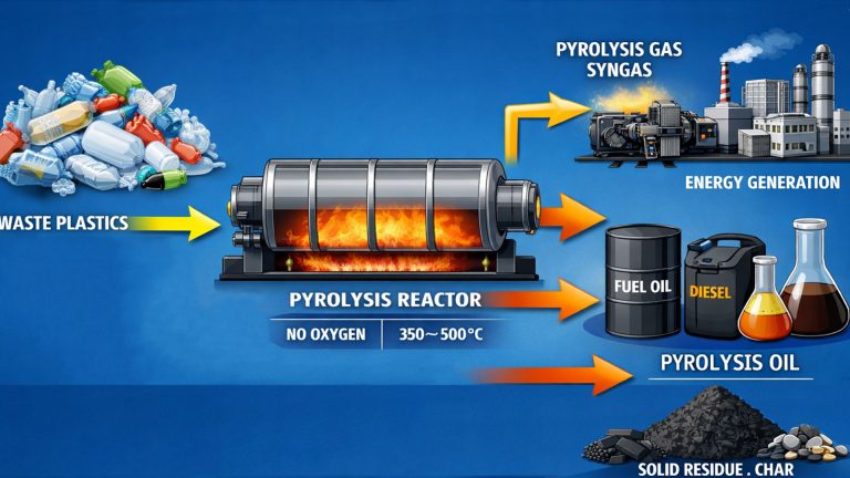 Continuous plastic pyrolysis plant