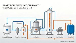 Waste Oil Distillation to Bright-Colored Fuel Oil