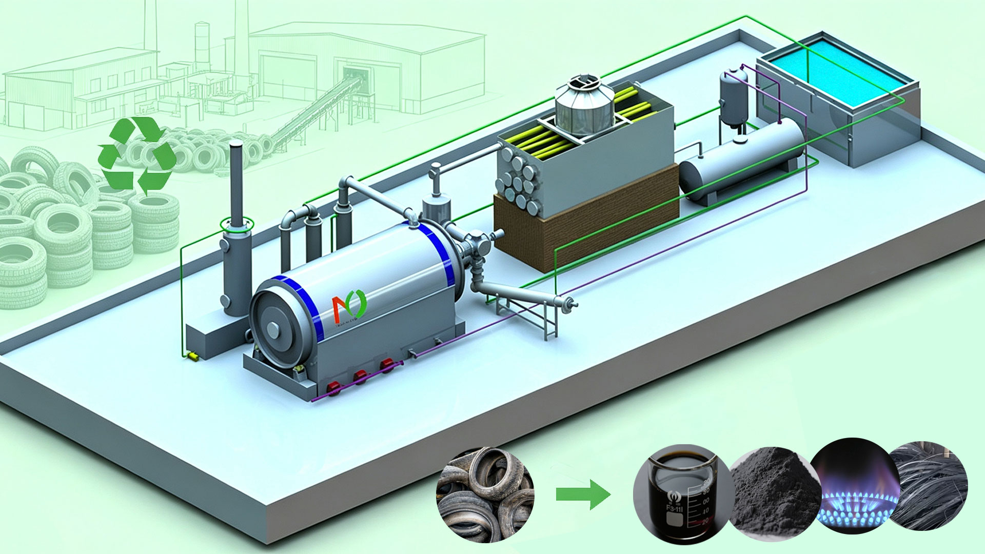 Waste Tires Treatment by Pyrolysis Plant
