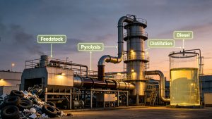 Waste Plastic Tire Pyrolysis Oil Distillation To Diesel