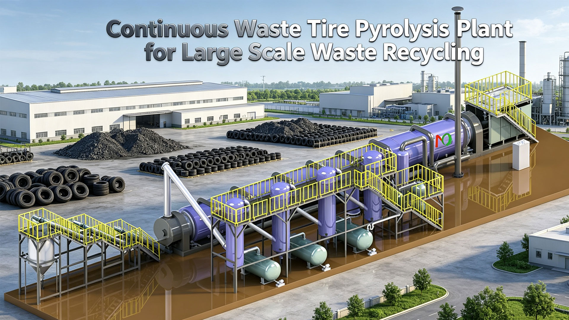 Continuous Waste Tire Pyrolysis Plant for Large Scale Waste Recycling