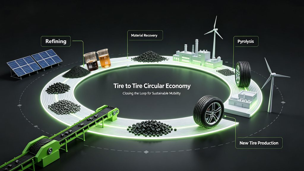 How Waste Tire Recycling Pyrolysis Can Reshape the Global Solid Waste Supply Chain 2 Tire to Tire Circular Economy