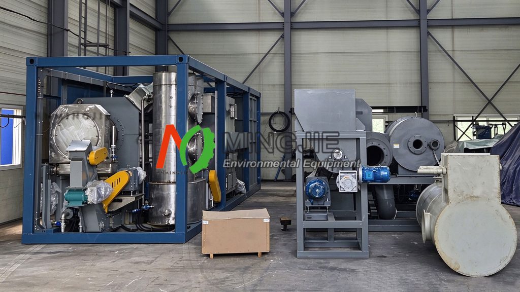 MJT-100 Small Biochar Machine Running in South Korea 1 Small Biomass Carbonization Plant